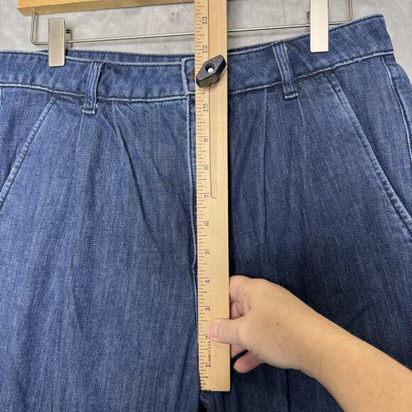 J Crew Jeans Womens 28 Blue Pleated Wide Leg Denim Pants High Rise Trouser - Picture 8 of 11